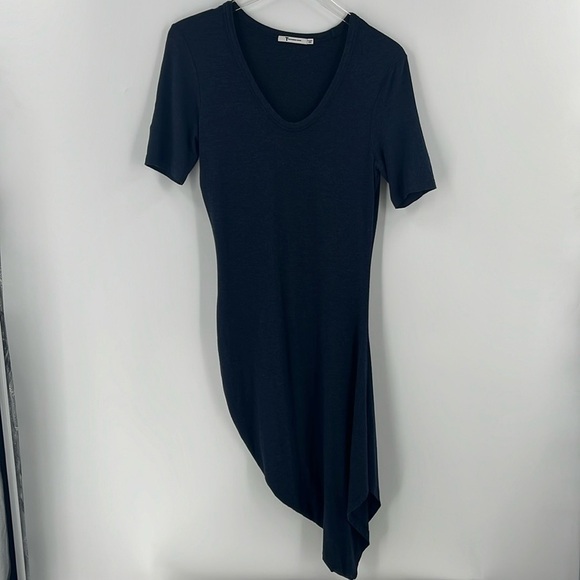 T by Alexander Wang Asymmetrical T-Shirt Dress Navy Blue Heather Medium - Picture 2 of 8